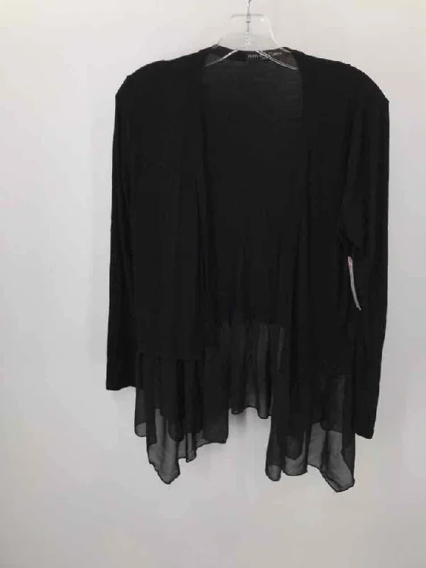 Pre-Owned Kim & Cami Black Size Small Sweater Zippered Front Buttoned Front Snap Front