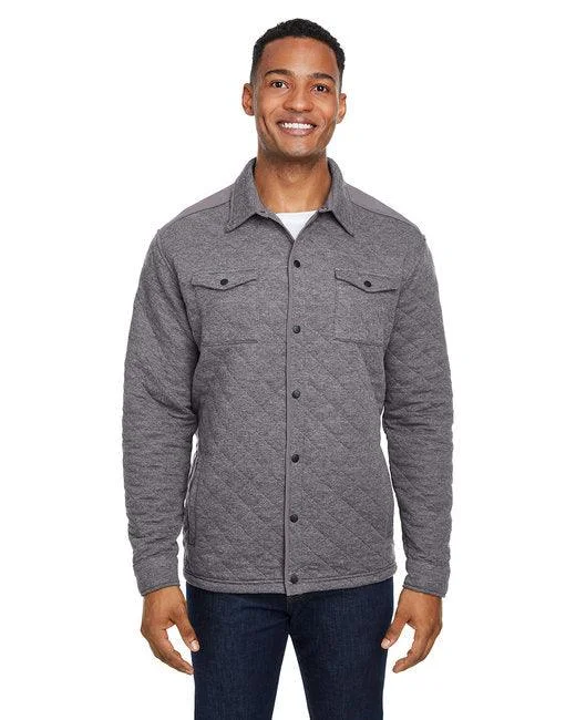 J America Adult Quilted Jersey Shirt Jacket JA8889 Boat Neck Shawl Collar Notched Collar