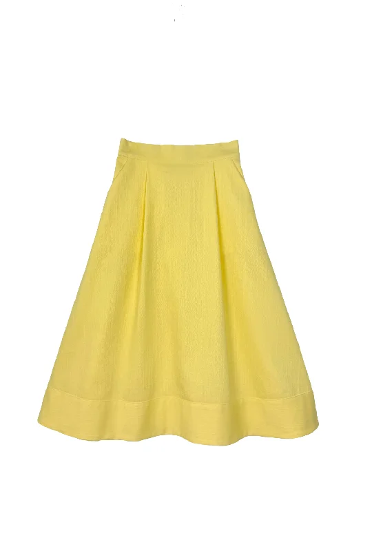 Flat Front Everyday Skirt - Yellow Topaz flowy skirt hem