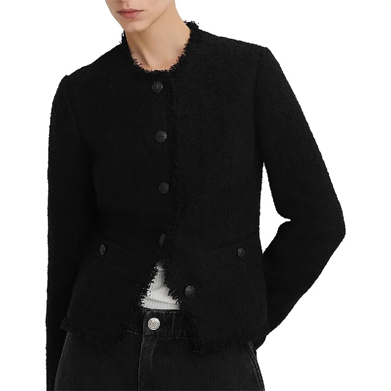 Rag & Bone Womens Wool Frayed Hem Soft Shell Jacket Chenille Fabric Brocade Fabric Lace Fabric