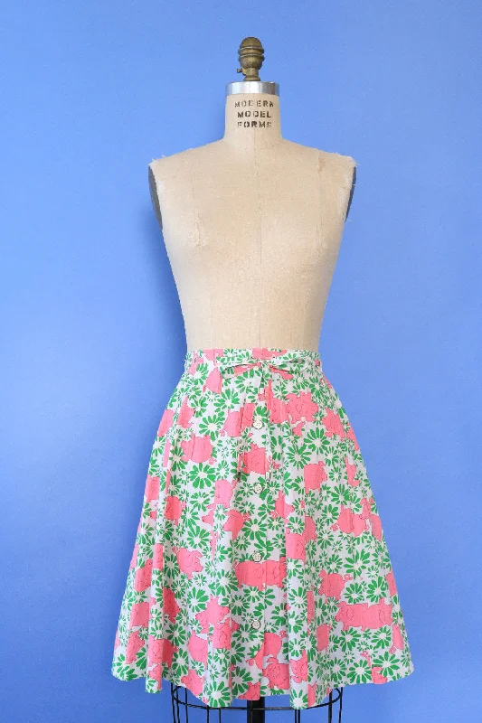 Sweet Pigs Pop Print Skirt XS/S silk skirt elegant