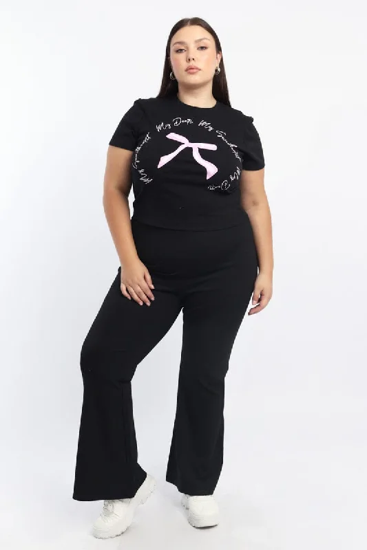 Black Flare Ponte Pants Cozy Maternity Pants