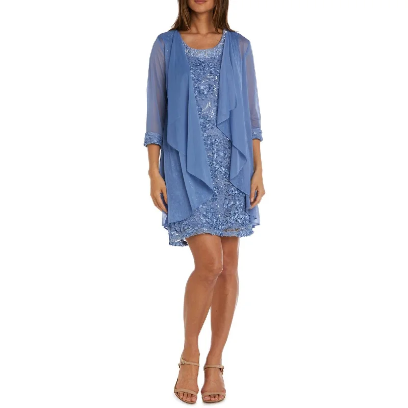 R&M Richards Women's 2 Piece Soutache Lace Knee-Length Dress with Jacket Set Jacket Blazer Coat
