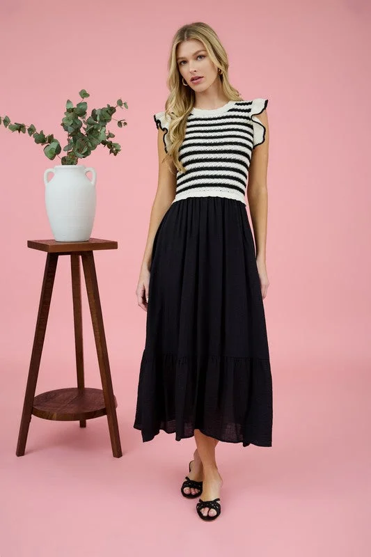Striped Sweater Top Dress - 2 Colors! Stretchy Elastic Breathable