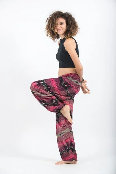 Unisex Paisley Harem Pants in Pink Lightweight Linen Pants