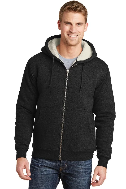 CornerStone Heavyweight Sherpa-Lined Hooded Fleece Jacket. CS625 V-Neck Jacket Boat Neck Jacket Square Neck Jacket