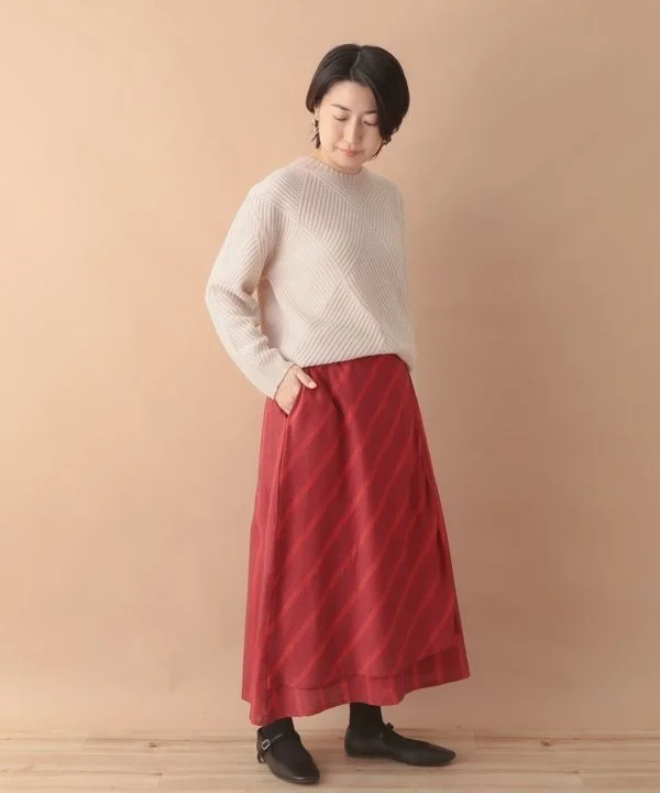 Jiggle Striped Dobby Stacked Skirt 24W409 cashmere skirt plush