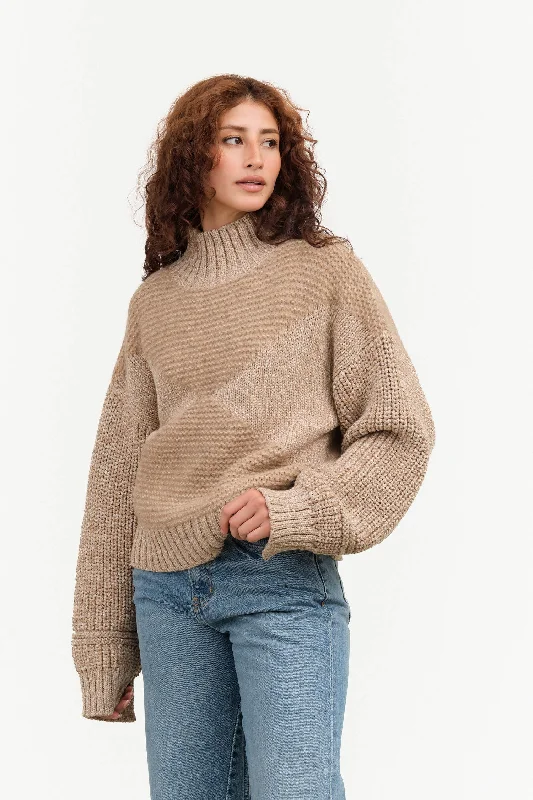 Nadia Diamond Sweater Solid Color Striped Floral Print