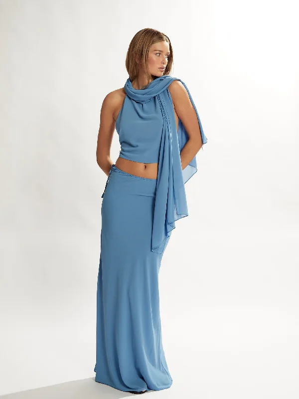 Maxine Maxi Skirt Azure Blue pencil skirt chic