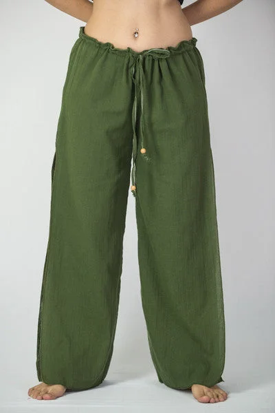 Womens Solid Color Double Layered Palazzo Pants in Green Chic Slim Fit Pants