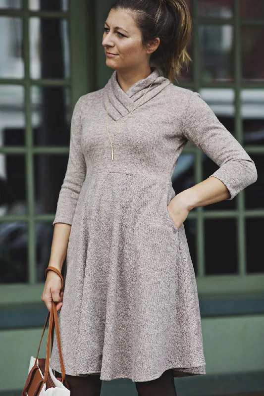Patricia Dress - Oatmeal Sweater Knit FINAL SALE Mesh Blend Leather Blend Suede Blend