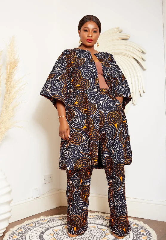 Fully Embellished African Print Midi Jacket - Izoghie Welt Pockets Slit Pockets Flap Pockets Fully Embellished African Print Midi Jacket - Izoghie Welt Pockets Slit Pockets Flap Pockets