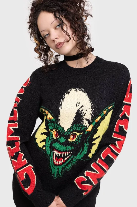 Gremlin Stripe Knit Sweater Seamless Knitted Crochet