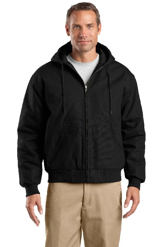 CornerStone Tall Duck Cloth Hooded Work Jacket. TLJ763H Notch Collar Jacket Peter Pan Collar Jacket Cowl Neck Jacket