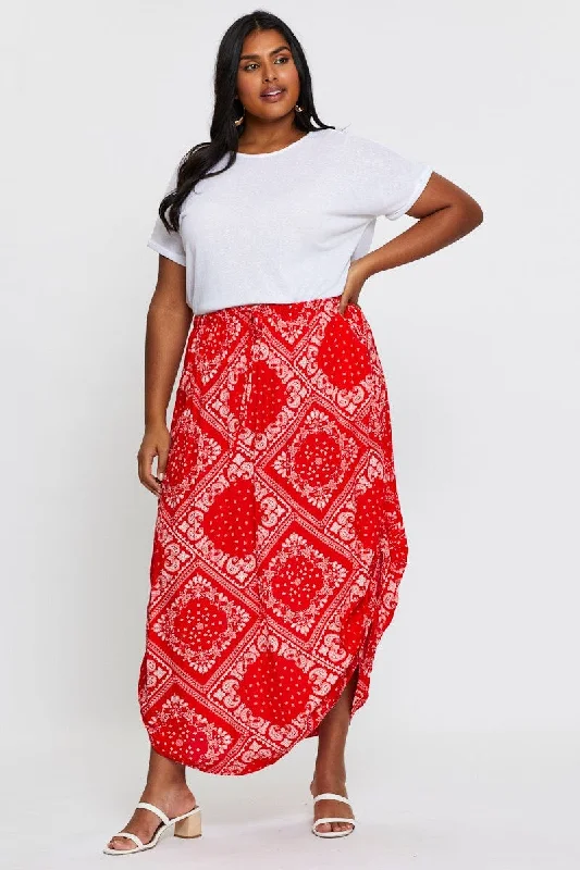 Boho Print Maxi Rushed Skirt Waist Tie denim skirt trendy