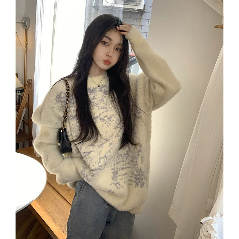 Advbridge harajuku fashion dress to impress Korean Style Soft Glutinous Mink Wool Sweater Women's Autumn Gentle Style Sweater Loose High-Grade Top Thickened Turtle Neck Boat Neck Asymmetrical Neck Advbridge harajuku fashion dress to impress Korean Style Soft Glutinous Mink Wool Sweater Women's Autumn Gentle Style Sweater Loose High-Grade Top Thickened Turtle Neck Boat Neck Asymmetrical Neck