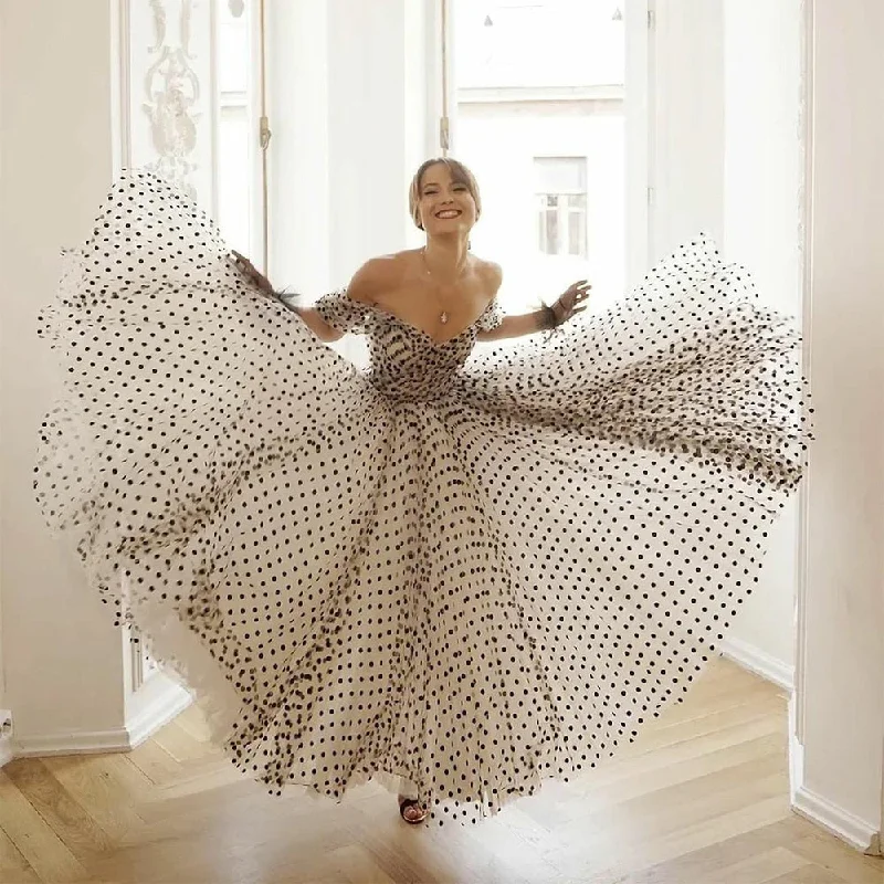 Cinessd Gorgeous Dotted Tulle Ball Gown Prom Dresses Sweetheart Off The Shoulder Evening Occasion Gowns Tea-Length Party Dress Tunics Top Casual Cinessd Gorgeous Dotted Tulle Ball Gown Prom Dresses Sweetheart Off The Shoulder Evening Occasion Gowns Tea-Length Party Dress Tunics Top Casual