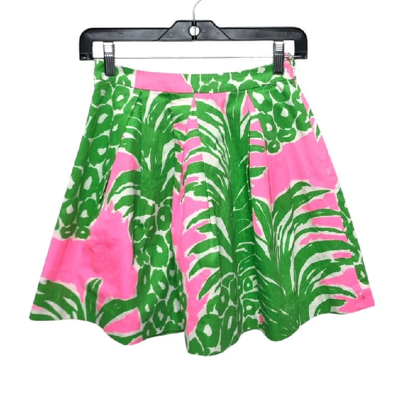 Skirt Designer By Lilly Pulitzer In Green & Pink, Size:0 corduroy skirt durable