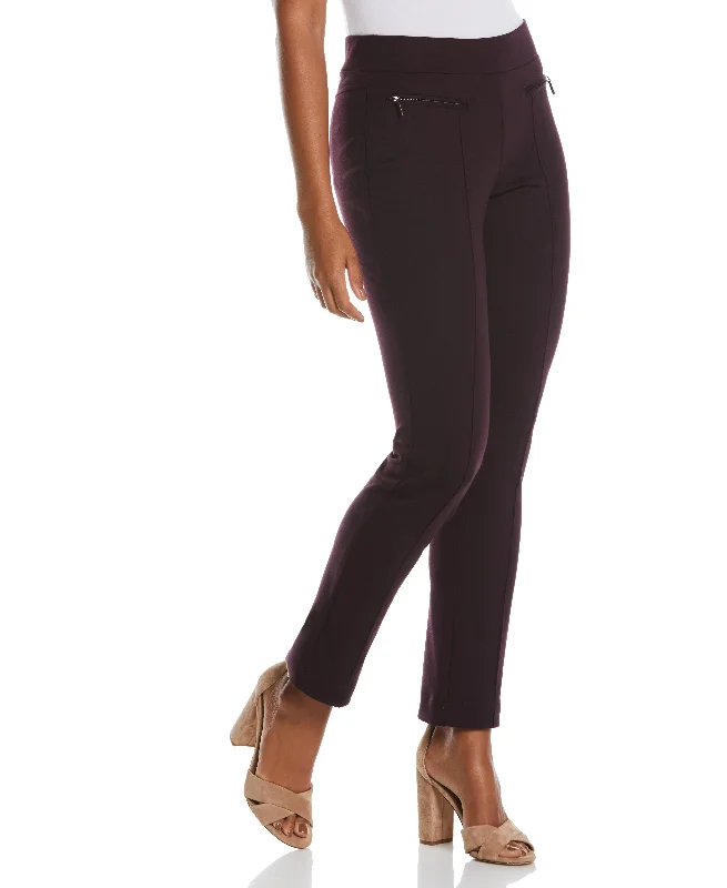 Ponte Knit Slim Leg Pant - Comfort Fit Comfortable Fleece Pants