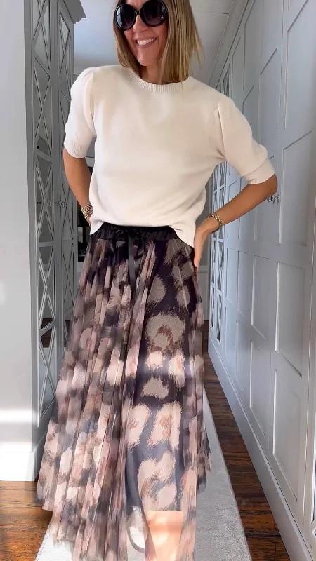 Leopard Print Tulle Skirt Camel denim skirt durable