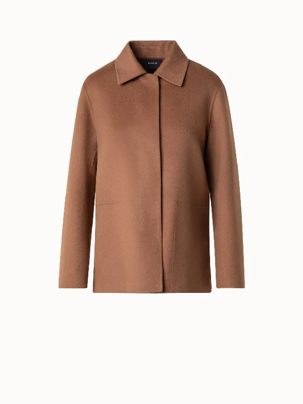 Cashmere Double-Face Long Jacket Denim Fabric Leather Fabric Suede Fabric