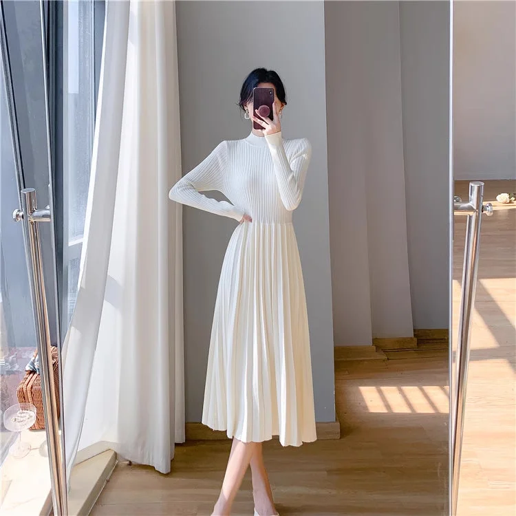 Ribbed Knit Sweater Midi Dress (3 Colors) Stylish Fashionable Trendy