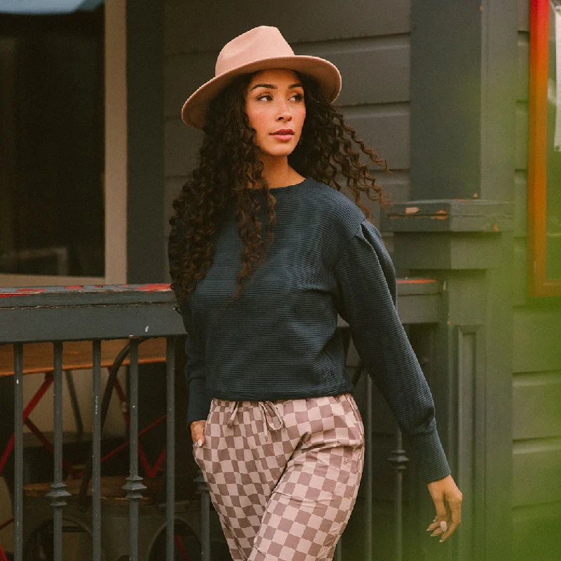Atlas Ribbed Sweater, Navy Fitted Loose Oversized