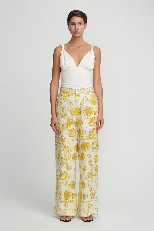 Hansen & Gretel Luna Wide Pant - Gold Nectar Soft Stretch Trousers