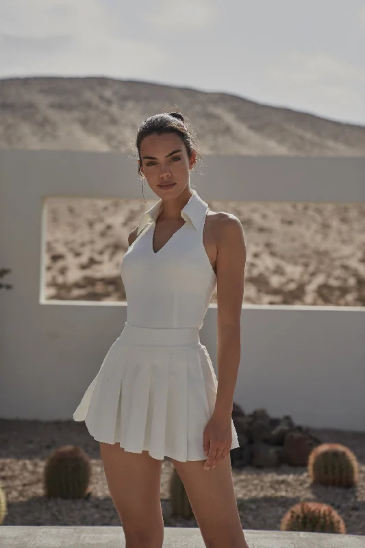 Sleeveless Polo Skirt Set belted skirt waist