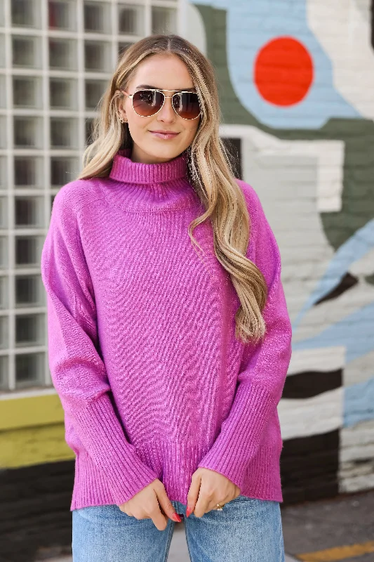 FINAL SALE - Updated Aesthetic Plum Turtleneck Oversized Sweater - DU DEAL Anti-Pilling Anti-Shrink Durable