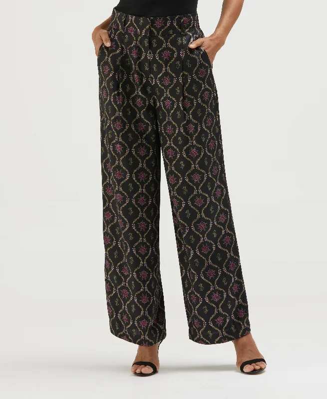 Trellis Print High Rise Wide Leg Pant Formal Wide-Leg Pants