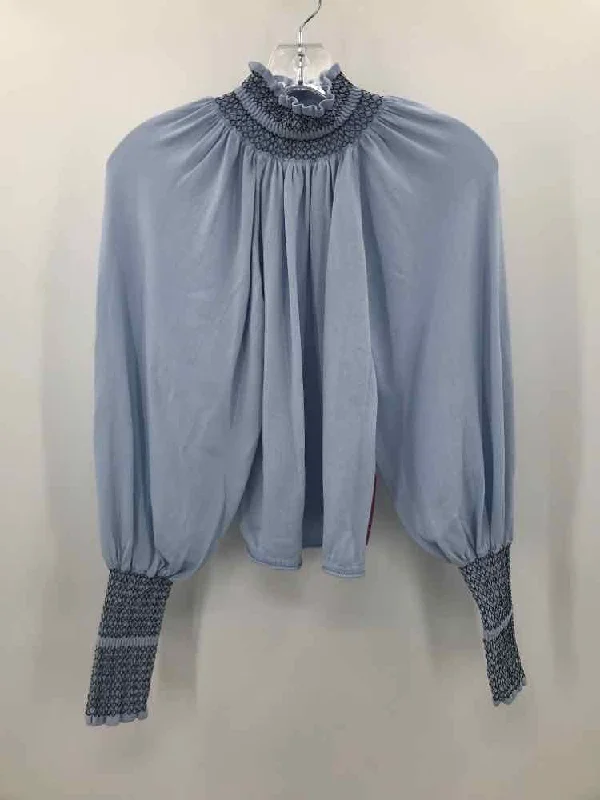 Pre-Owned Zara Blue Size Small Sweater Silk Blend Satin Velvet
