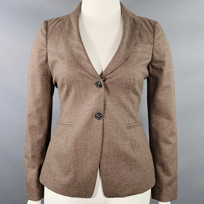 PIAZZA SEMPIONE Size L Taupe Wool Blend Notch Lapel Jacket Blazer Denim Jacket Leather Jacket Suede Jacket