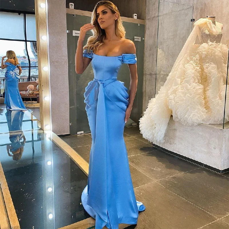 Cinessd Back To School Xijun Arabic Royal Blue Satin Mermaid Prom Dresses Off The Shoulder Pleat Evening Gown Ruched Formal Party Dress Sequined Elegant Party Cinessd Back To School Xijun Arabic Royal Blue Satin Mermaid Prom Dresses Off The Shoulder Pleat Evening Gown Ruched Formal Party Dress Sequined Elegant Party