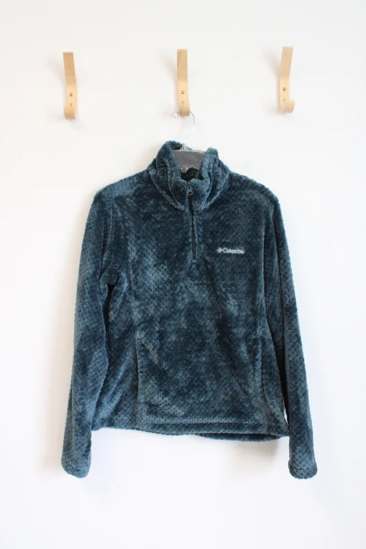 Columbia Dark Teal Fuzzy Quarter Zip Jacket | M Knit Jacket Woven Jacket Fleece Jacket Columbia Dark Teal Fuzzy Quarter Zip Jacket | M Knit Jacket Woven Jacket Fleece Jacket