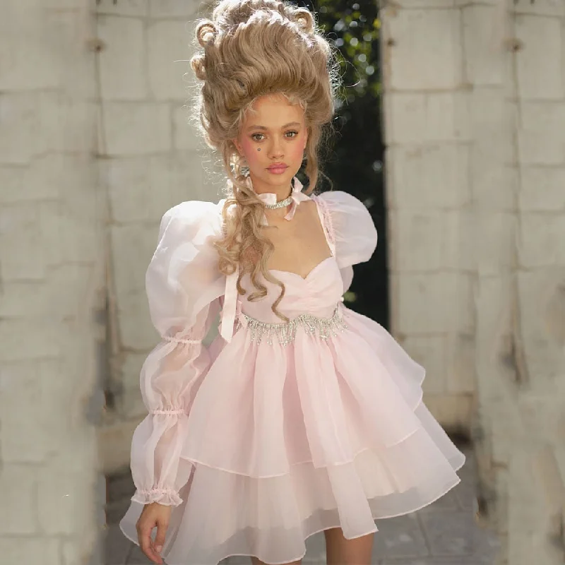 Cinessd Pink Lolita Evening Dresses 2023 Girls Organza Sweetheart Prom Gowns Elegant Chic Puff Sleeves Ball Party Dress robes de soirée Lace Sexy Club Cinessd Pink Lolita Evening Dresses 2023 Girls Organza Sweetheart Prom Gowns Elegant Chic Puff Sleeves Ball Party Dress robes de soirée Lace Sexy Club