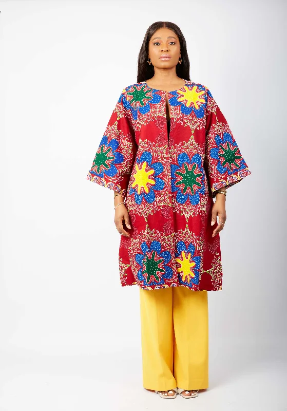 New In Embellished African Print Midi Jacket - Latisha Nylon Jacket Polyester Jacket Spandex Jacket