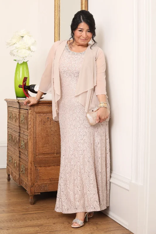 Petite Women Shimmering Lace Fishtail Evening Jacket Dress Toggled Jacket Drawstring Jacket Belted Jacket