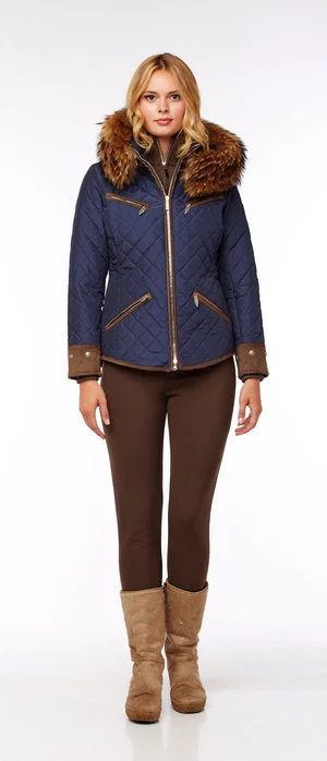 M. Miller Women's Kristene Quilted Jacket With Natural Finn Racoon Microtech Satin Jacket Silk Jacket Chiffon Jacket