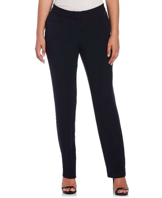 Petite Gabardine Straight Leg Pant - Curvy Fit Wide-Legged Palazzos