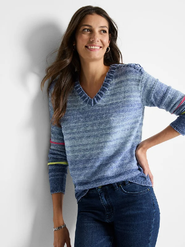 NIC+ZOE Denim Days Sweater Transparent Opaque Sheer