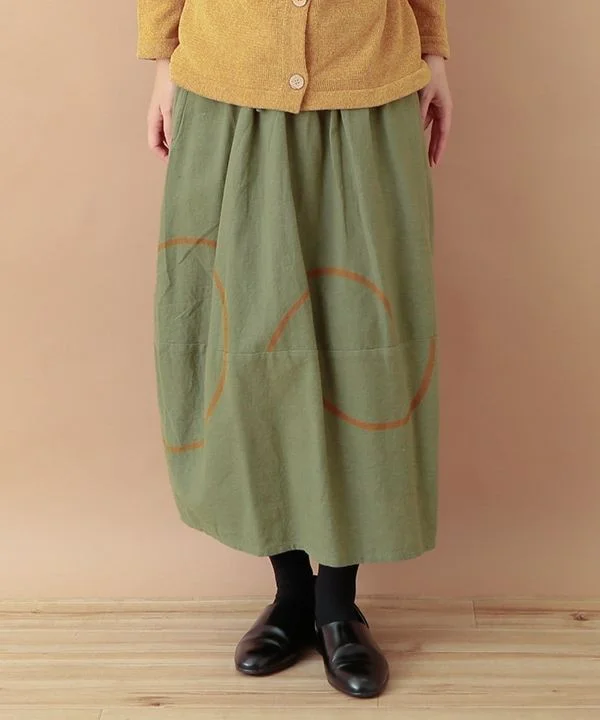 Drawing DOT Hand Printed and Hopsack Cocoon Skirt 24W435 breathable skirt fabric