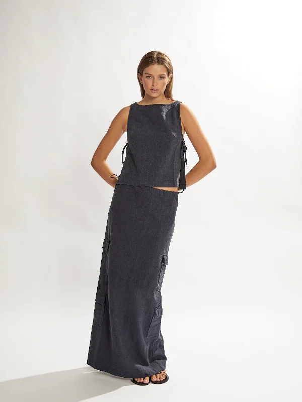 Evie Maxi Skirt Navy relaxed fit skirt