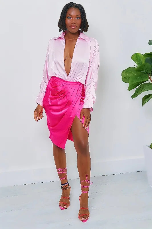 Shantina Lux Color Block Skirt Set-Pink relaxed fit skirt