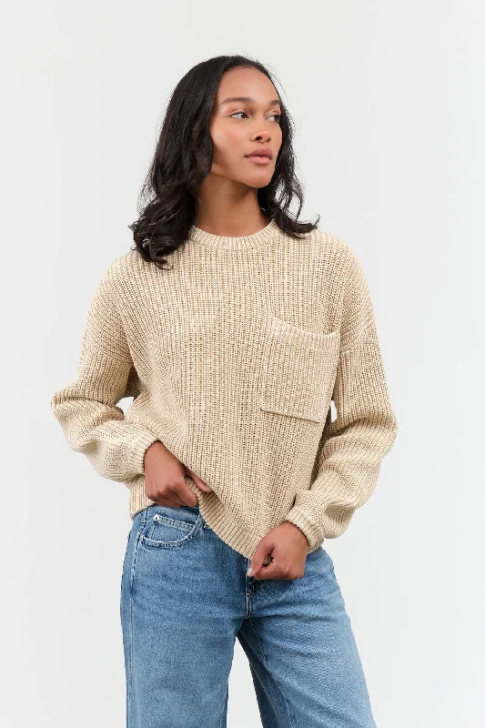 Grant Sweater in Sandstone Notch Collar Peter Pan Collar Cowl Neck