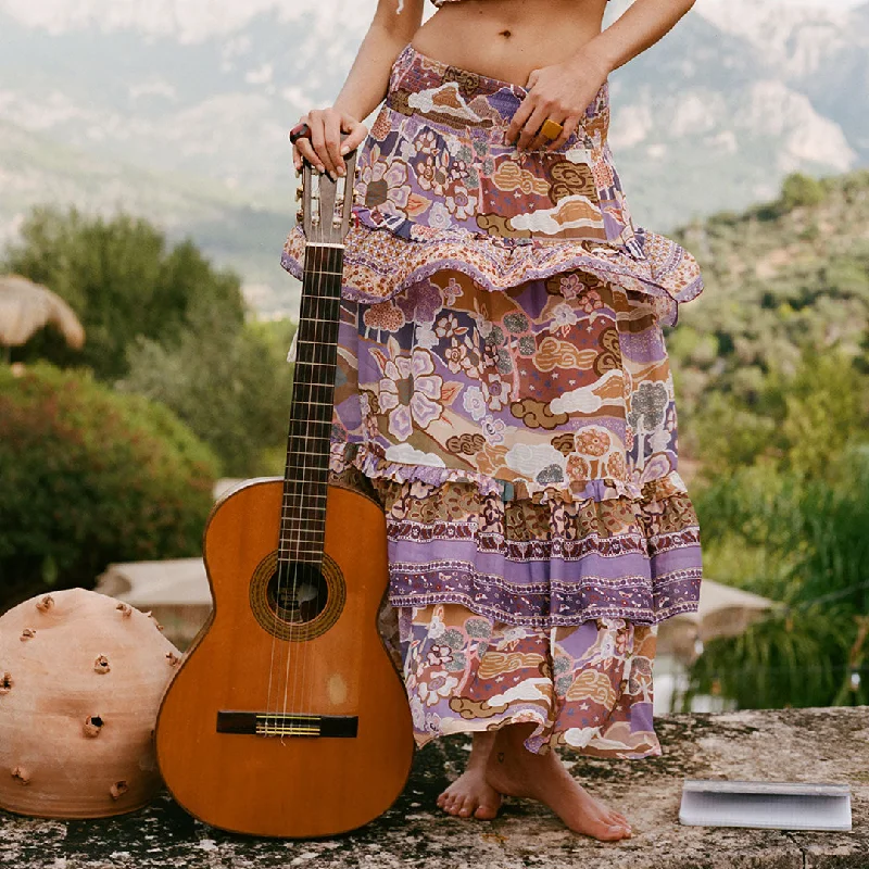 Dancing Valley Ra-Ra Maxi Skirt denim skirt casual