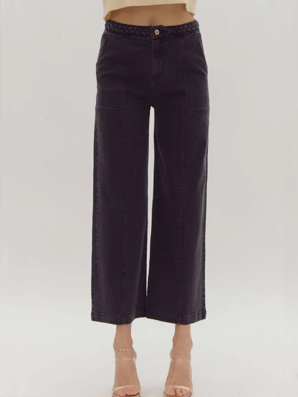 Braided Wide Leg Pants Trendy Printed Leggings
