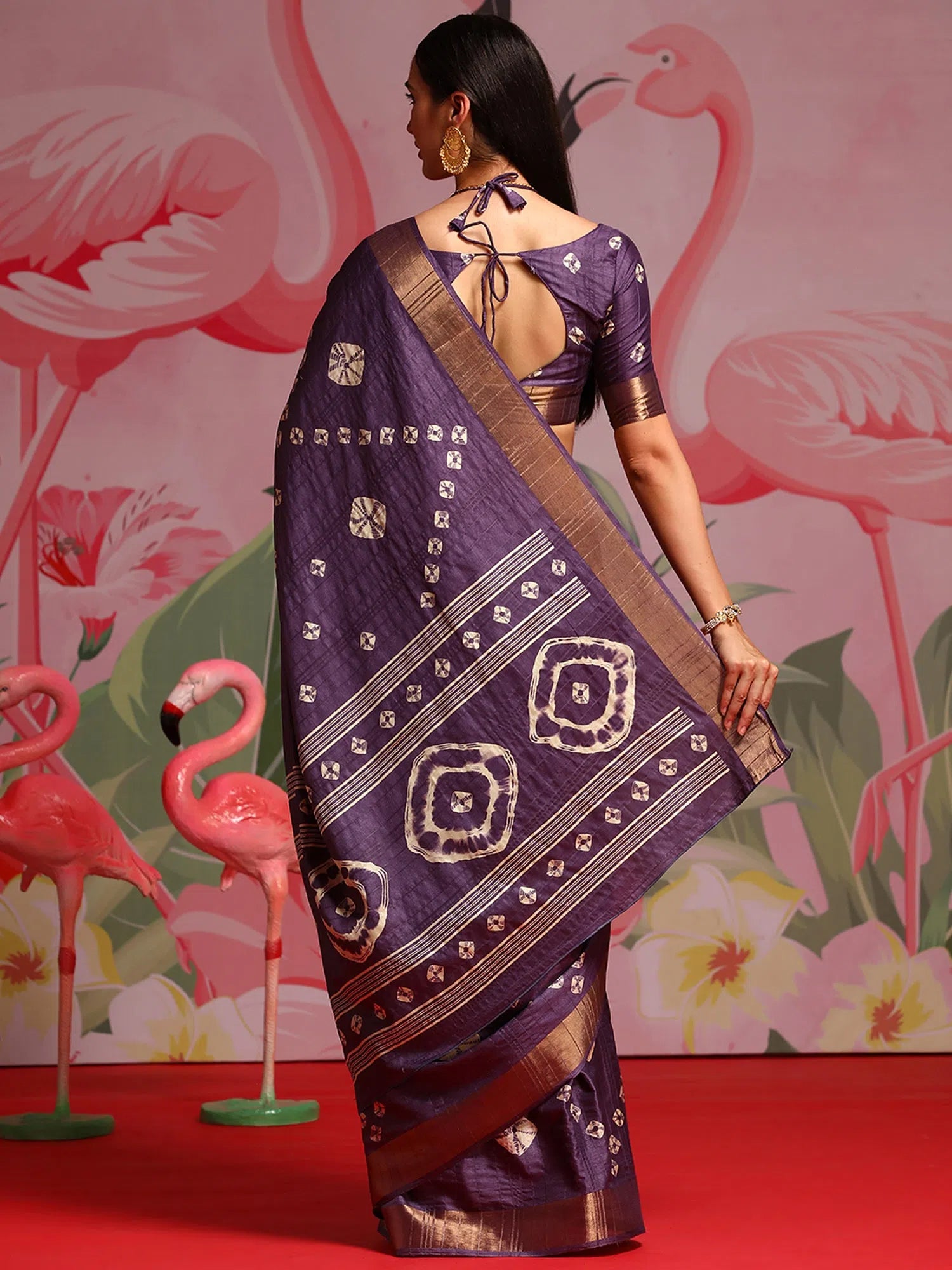 Saree Mall Women's Blend Purple Printed Designer Saree With Blouse Piece-HOLAND101B Elegant Lace Blouse Saree Mall Women's Blend Purple Printed Designer Saree With Blouse Piece-HOLAND101B Elegant Lace Blouse