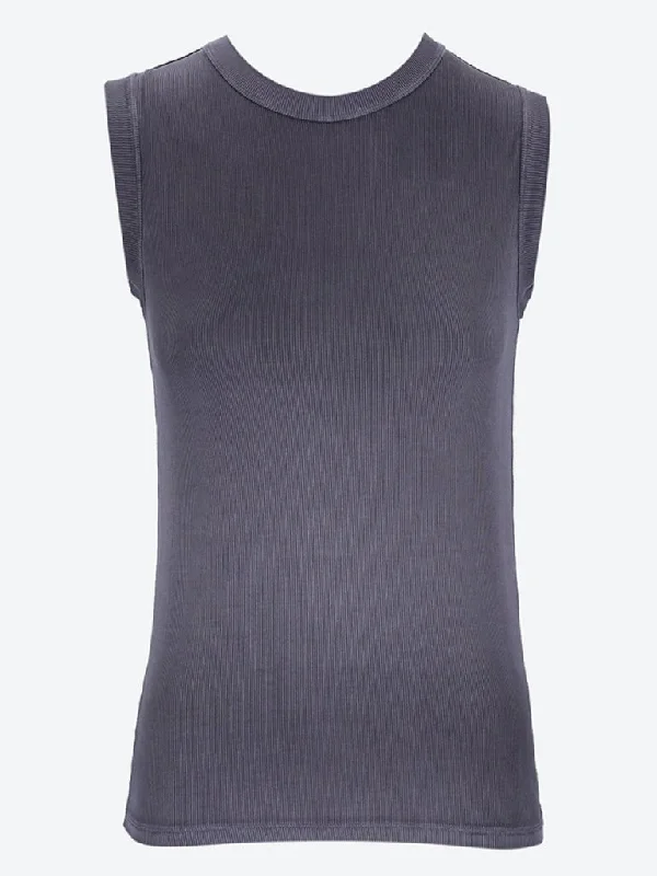 Sleeveless t-shirt-- Lace Blend Ribbed Blend Corduroy Blend