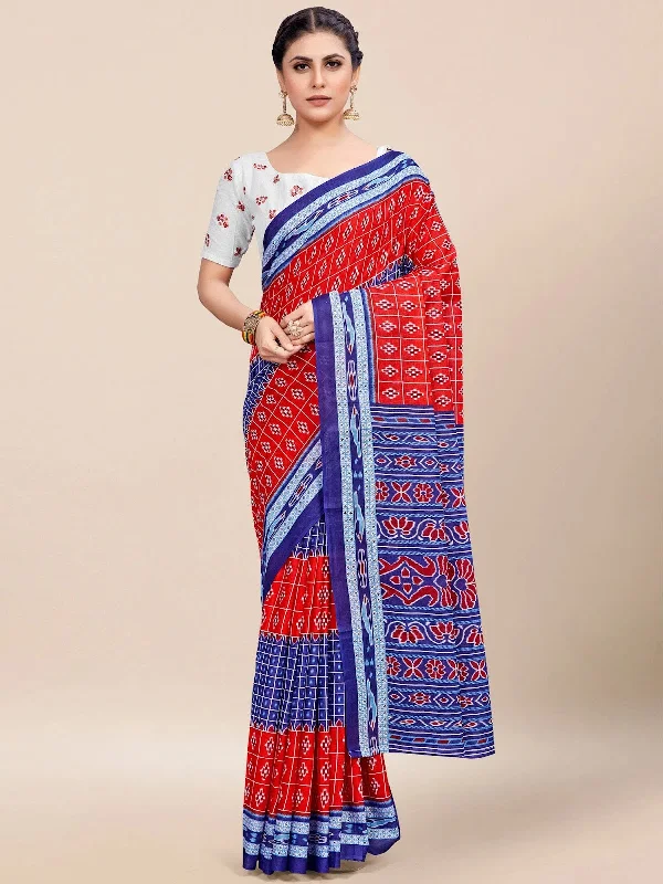 Saree Mall Women's Cotton Red Printed Designer Saree With Blouse Piece-MINAXI3010 Romantic Lace Blouse Saree Mall Women's Cotton Red Printed Designer Saree With Blouse Piece-MINAXI3010 Romantic Lace Blouse